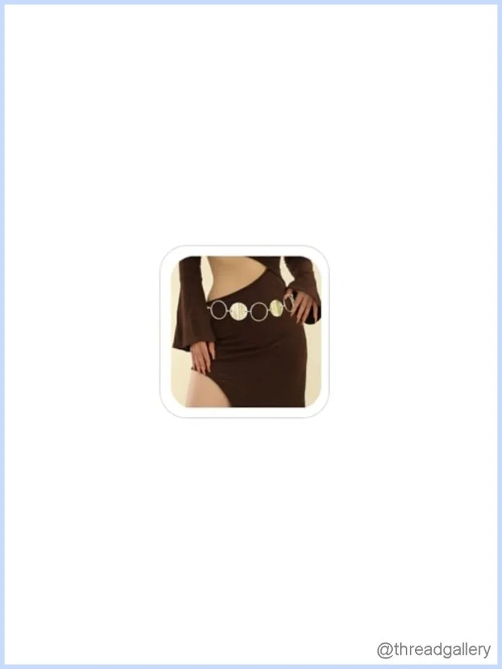 Gold Tone Circle Link Waist Chain Belt 45 Inch Metal Alloy Body Chain